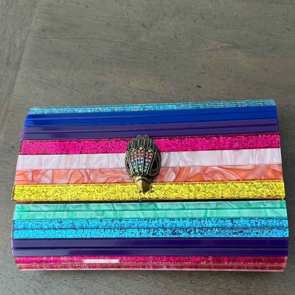 Kurt Geiger Multicolor Striped Clutch with Embellished Clasp